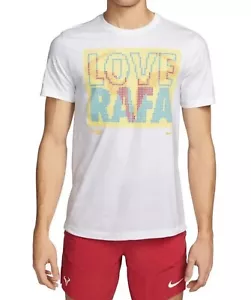 Nike Size Small "Love Rafa" Nadal Court Grand Slam Bull T-Shirt FN5318-100 White - Picture 1 of 3