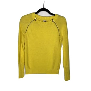 Maglione donna Anne Klein taglia S, zip gialla con strappi logo. - Foto 1 di 10
