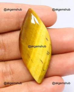 35.00 Cts Natural Marquise Tiger Eye Wirewrap Cabochon Gemstone 43x18x6 mm - Picture 1 of 8