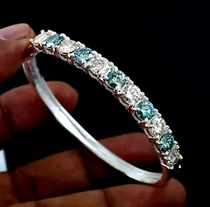 Certified Blue & White Diamond Bangle Bracelet-FREE 1ct diamond studs - Picture 1 of 12