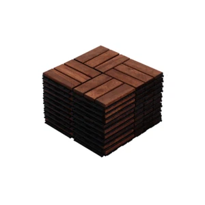 10PCS 12" x 12" Acacia Wood Deck Tiles Interlocking Patio Pavers Check Pattern - Picture 1 of 24