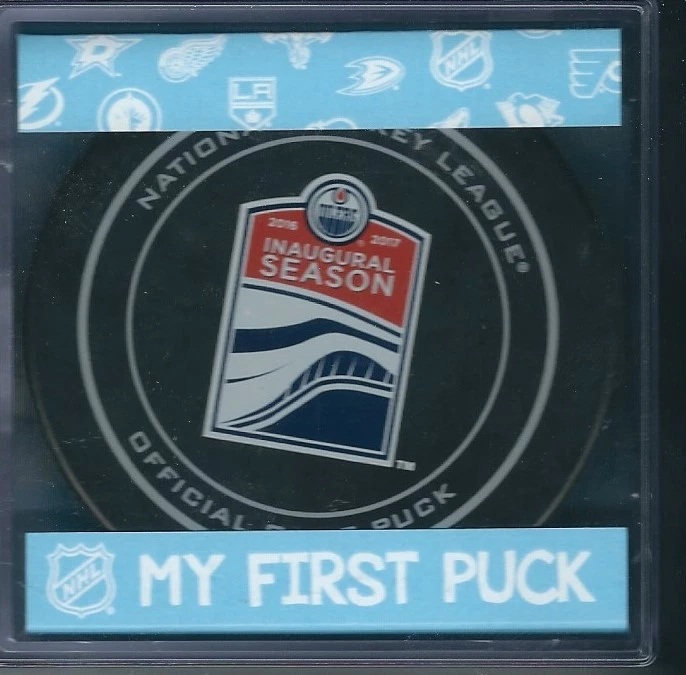 Edmonton Oilers NHL OFICIAL Juego de Hockey Baby Boy Puck ROGERS INAUGURAL  Foto 1 de 2