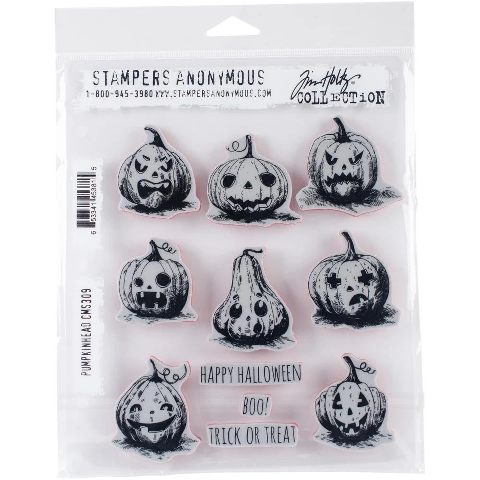Tim Holtz Stampers Anonymous "PUMPKINHEAD" Conjunto de Carimbo de Borracha de Halloween - Imagem 1 de 1