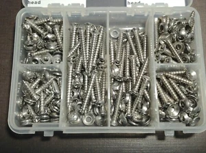 150pcs #8 w/#6 oval head stainless trim screws washers assortment 5/8 - 1-1/4 M - Picture 1 of 4
