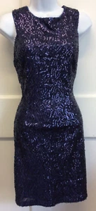 Blue sequin dress size 12 New look mini length fitted w/ back zip party occasion - Picture 1 of 5