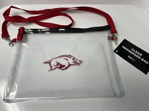 WOW! Arkansas Razorbacks Clear Messenger Bag 9.5" x 7.5” by IPG & FAST FREE SHIP - Picture 1 of 7