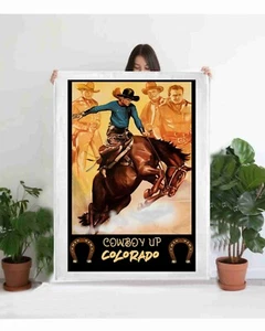 Manta polar Colorado Cowboy Up Old West diseño artístico 50 x 60 arte occidental - Imagen 1 de 1