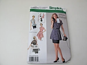 Camicetta tunica donna Simplicity 1460 anni '50 vintage modello taglia 14-22 non tagliata (T) - Foto 1 di 7