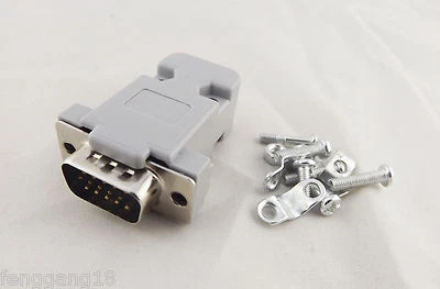 1x DB15 VGA Male Plug 15Pin 3 Rows D-Sub Connector Plastic Hood Cover Backshell - Image 1 of 4