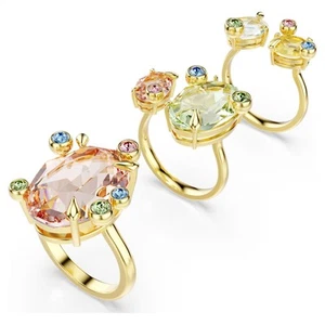 Swarovski Gema Ring Set (3), Multicolored, Gold Tone Plated 5705814 (Size 7) - Picture 1 of 8