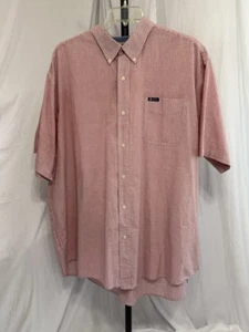 Chaps Men's Button Down Short Sleeve Shirt Red Checkered Pattern Sz 3XLT - Picture 1 of 13