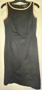 Ralph Lauren Größe 4 schwarz hellbraun Kontrast ärmellos Gürtelschlaufen Damen Kleid " - Bild 1 von 11
