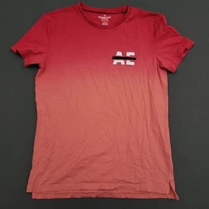 Camicia American Eagle Uomo Small S Manica Corta Active Flex Ombre Maglia Rosa Rossa - Foto 1 di 15