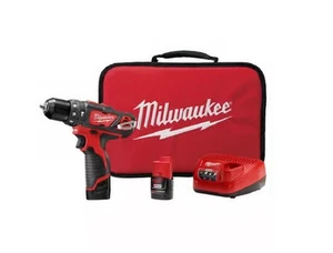 Milwaukee 2408-22 M12 12V Cordless Hammer Drill Driver Kit - Red - Picture 1 of 4