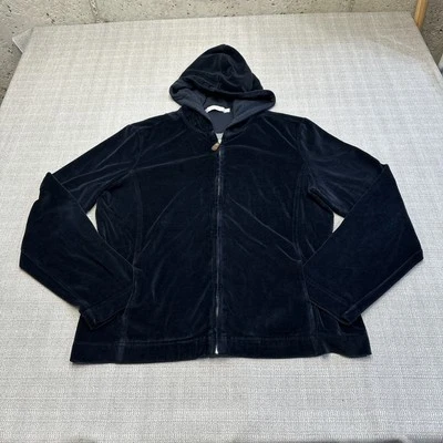 Fresh Produce Sudadera con Capucha Mujer XL Negro Terciopelo Cremallera Chaqueta Hecha en EE. UU. Suave Retro Foto 1 de 4