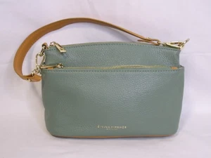 DIVINA FIRENZE Shoulder Bag Light Green Mint Pebbled Leather Gold Hardware - Picture 1 of 22