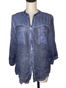 Camicia donna Bohabille Paris Made in Italy lino garza paillettes bottoni OS - Foto 1 di 7