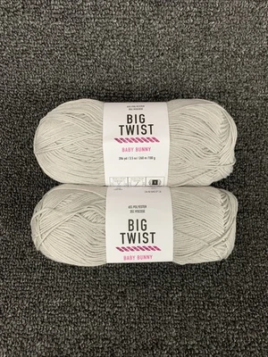 Lot Of 2 Big Twist Baby Bunny Yarn Light Gray 3.5 oz 284 yds Each New Super Fine - Image 1 of 4