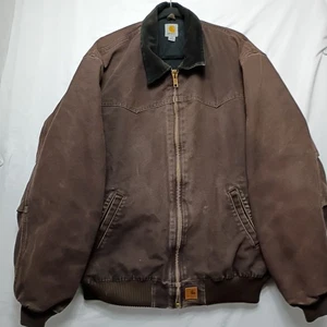 Vintage Carhartt J14 DKB Mens 2XL Tall Brown Canvas Faded Santa Fe Jacket - Picture 1 of 7