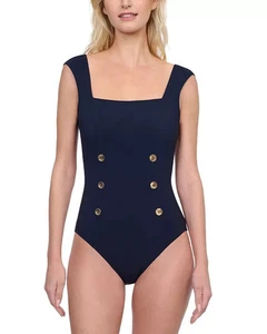 $168 Gottex Monte Carlo Square Neck One Piece Swimsuit Black 10 ejl0325a - Picture 1 of 2