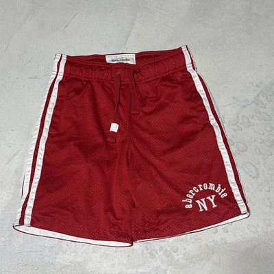 Pantalones Cortos Vintage Y2K Juveniles Talla L Abercrombie NY Fitch Rojo Malla Blanco Auténticos Foto 1 de 4