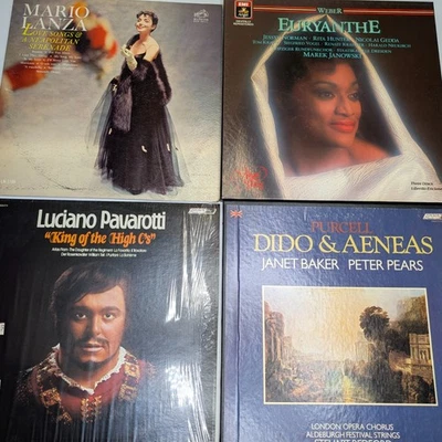 x4 LOT Opera Vocals LP 33 RPM VG+ Weber Euryanthe Pavarotti Purcell Lanza Vtg L8 - Image 1 of 4