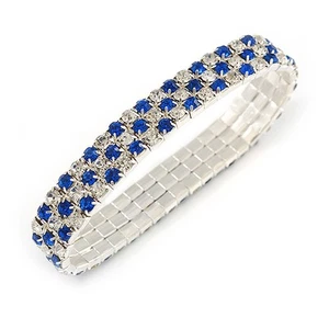 Saphirblau/klares Flexarmband in Silberton - 17 cm L - Bild 1 von 4