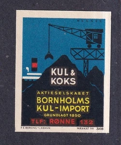 Denmark  Poster Stamp  BORNHOLM RØNNE COAL IMPORT FREIGHTER - Picture 1 of 1