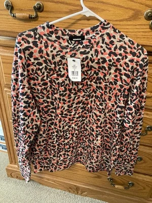 全新带标签女式 MONROW PULLOVER TOP 运动衫动物印花小号 — 第 1/3 张图片