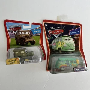Lot of 2 Disney Pixar Cars FILLMORE & SALUTING SARGE - NIP - Picture 1 of 8