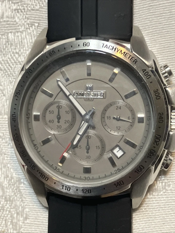 Lancaster Italia, Reloj Hombre Cuarzo Banda Silicona, Cristal Mineral Nuevo Batt Foto 1 de 4