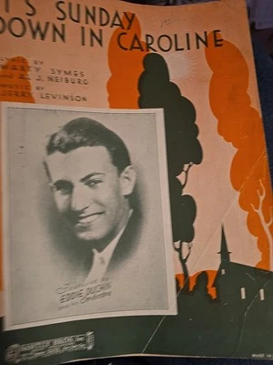 It's Sunday Down In Caroline Eddie Duchin cover 1933 Santly Bros Sheet Music SM1 - Image 1 of 4