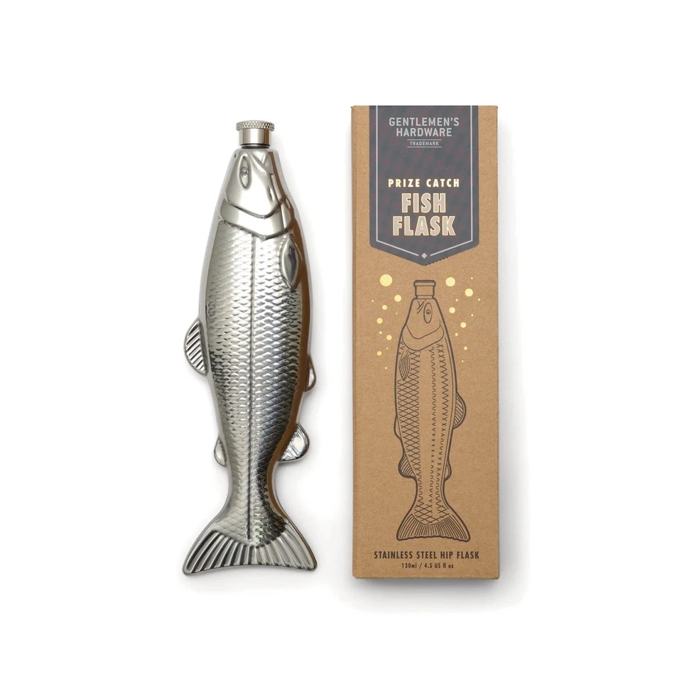 Fish Design Stainless Steel Flask Fishing Themed Gift Ideas for Men Novelty - Image 1 of 1