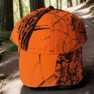 Cappellino snapback arancione mimetico Realtree Hardwoods cappuccio vuoto per HTV o ricamo - Foto 1 di 11