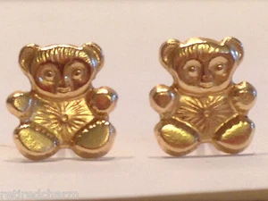 ❤PENDIENTES DE OSO DE PELUCHE DE ORO AMARILLO DE 14k ADORABLE DIMINUTO en BoX PARA U o Un Poco 1❤ - Imagen 1 de 3