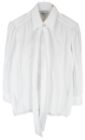 SANDRO Shirt Women's LARGE Scarf Detail Button Up Spread Collar White