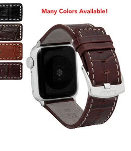 Mens Square Tip Leather Watch Strap for Apple Watch Band 42mm Series 3 2 1 - Picture 1 of 28