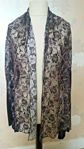 pashmina Shawl - jersey wrap - floral lace - stud  detail - black/grey  new  - Picture 1 of 5