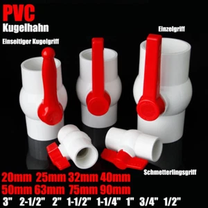 PVC Kugelhahn Absperrventil Absperrhahn Muffe Rohr Fitting 20mm Bis 90mm Weiß - Bild 1 von 30