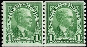 Canal Zone Stamp Scott # 160 Coil Pair Mint NH - 1 Cent Green Gorgas Portrait - Picture 1 of 1