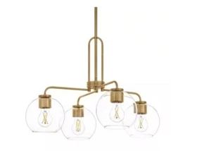 Hampton Bay Chandelier 25 in. 4-Light Vintage Brass with Clear Glass Nelwyn - Picture 1 of 5