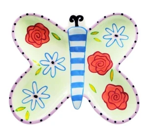 Hannabells By Johnna Elstob SILVESTRI Butterfly HandPainted Ceramic Trinket Dish - Picture 1 of 5