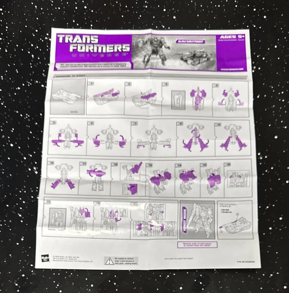 Hasbro Transformers Universe Galvatron Decepticon Instruction Sheet - Image 1 of 1