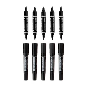 10P Black Permanent Marker Fine&Rough point Markers Pen School Office Stationery - Picture 1 of 6
