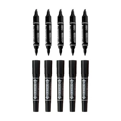10P Black Permanent Marker Fine&Rough point Markers Pen School Office Stationery - image 1 of 4