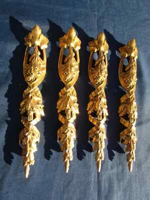 4 Accesorios de decoración antiguos vintage muebles pie bronce Dore hojas roble viejo Foto 1 de 4