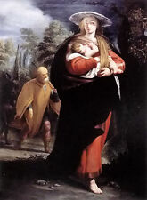 Oil painting g. andrea ansaldo - the flight into egypt Madonna with child canvas