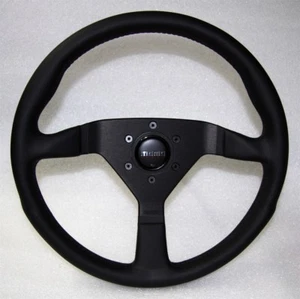 Momo Leder Sportlenkrad Montecarlo 350mm schwarz black steering wheel volante - Afbeelding 1 van 5