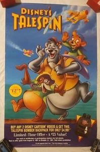 Disney's Tale Spin Baloo Louie 1991 VHS HOME VIDEO STORE PROMO POSTER 40 X 28 - Picture 1 of 2
