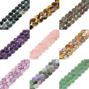 20mm Natural Gemstone Coin Disc Loose Jewelry Making DIY Beads Strand 16 inch - Picture 1 of 46